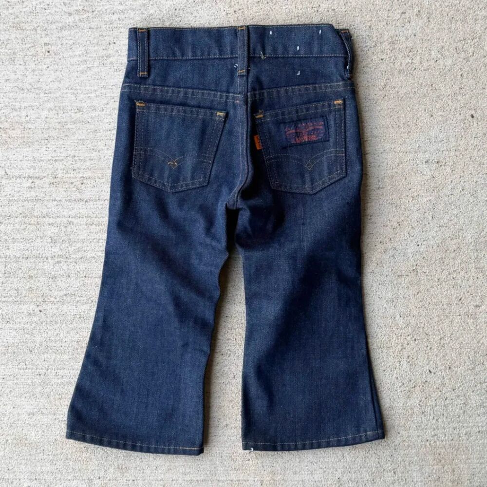 Vintage 70s Levis 517 Orange Tab Kids Jeans Scovill Zip Dark Wash Toddler Kids